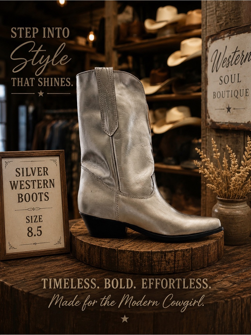 Silver Women's Western Boot - Classic Leather Style